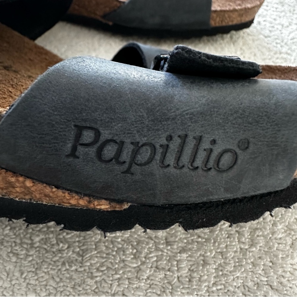 Birkenstock Black Two-Strap Cork Footbed Sandals - Picture 8 of 16